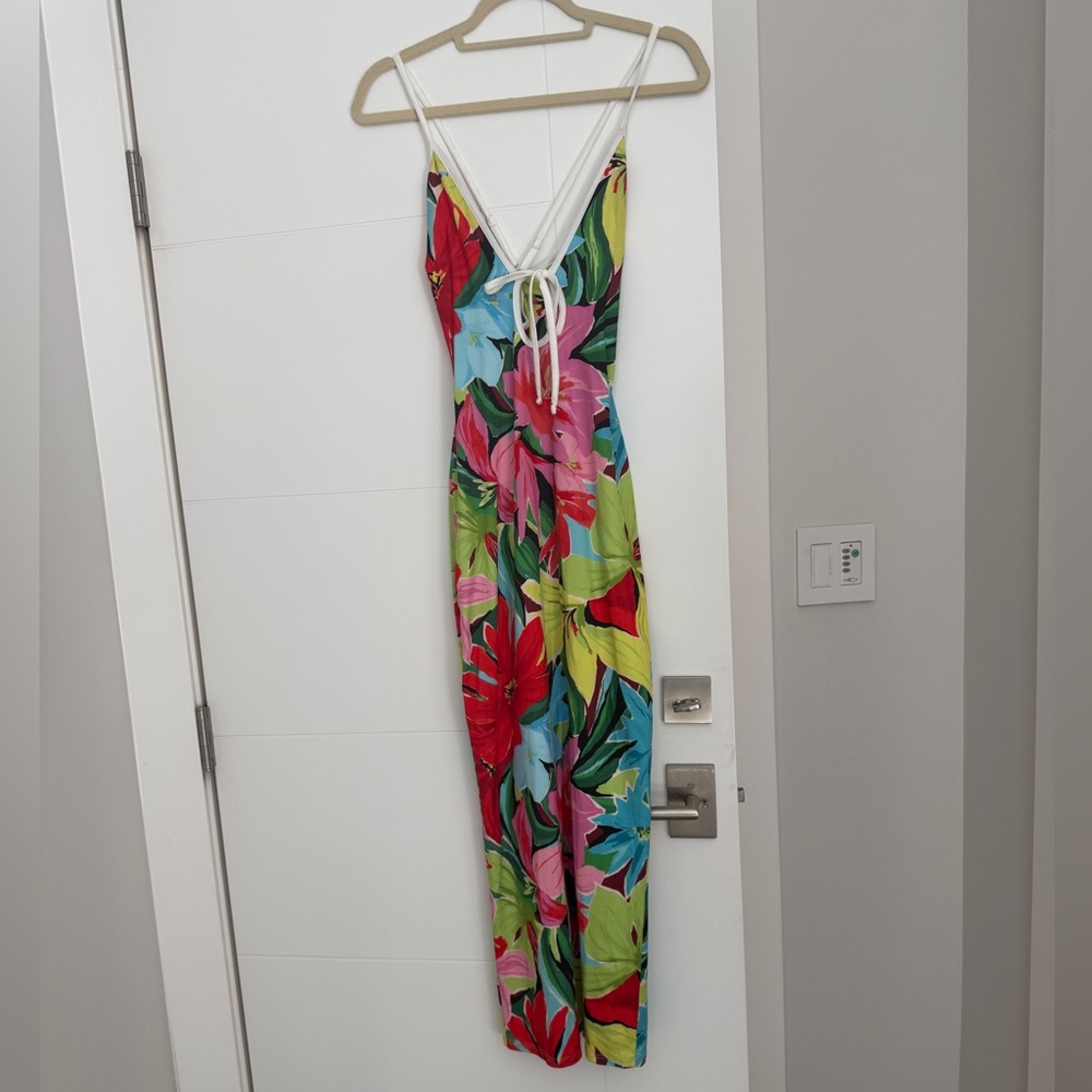 RESA Tropical Floral Maxi Dress in Red, Pink, Green, Blue